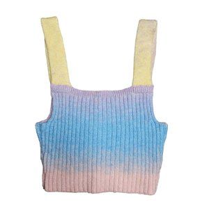 out from under pastel knit crop tank top blue, yellow, purple, orange size XS